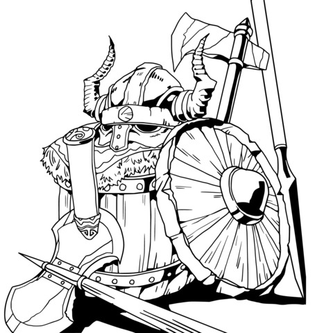 Viking Warrior Equipment Coloring Page