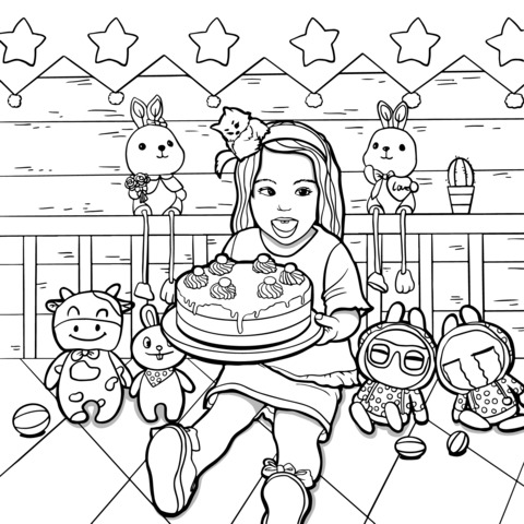 A Girl's Joyful Cake - time with Toys