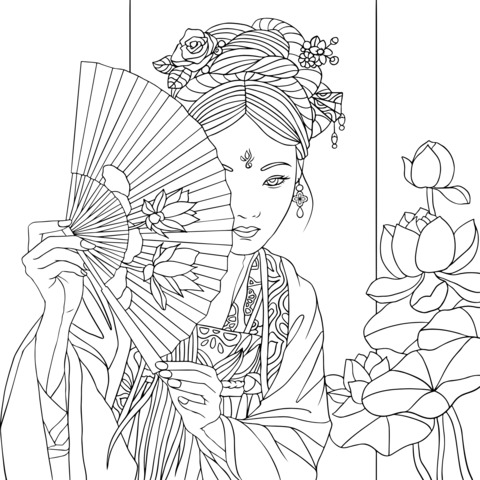 Ancient - styled Woman Holding a Fan