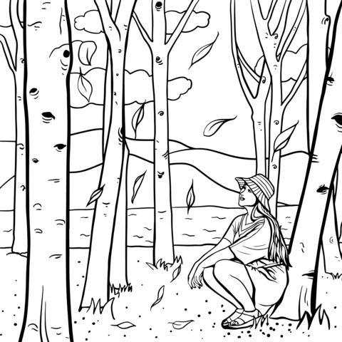 Woman in Quiet Reflection in the Forest