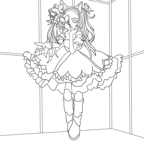 Cute Magical Girl Coloring Page