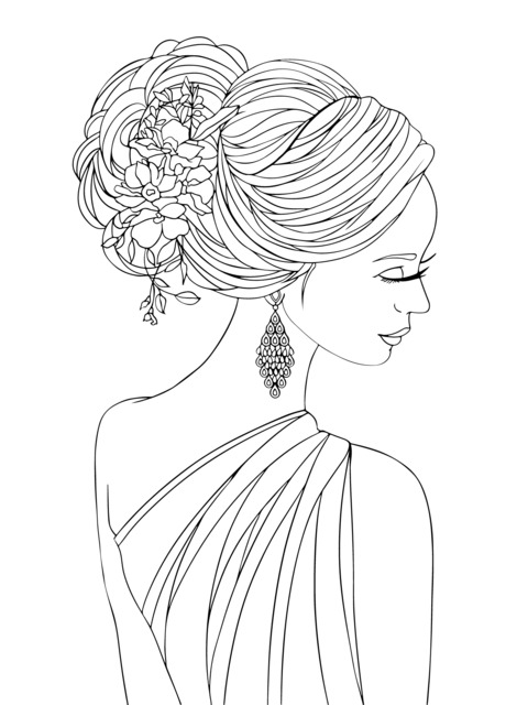 An elegant woman wearing a floral hair accessory