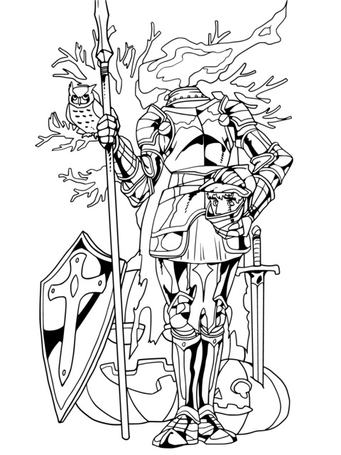 Fantasy Headless Knight Coloring Page