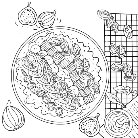 Hand - drawn Style Fig Salad Coloring Page