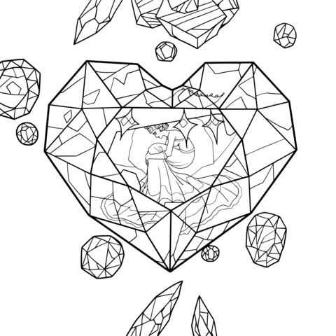 Gem - Heart and Princess Coloring Page