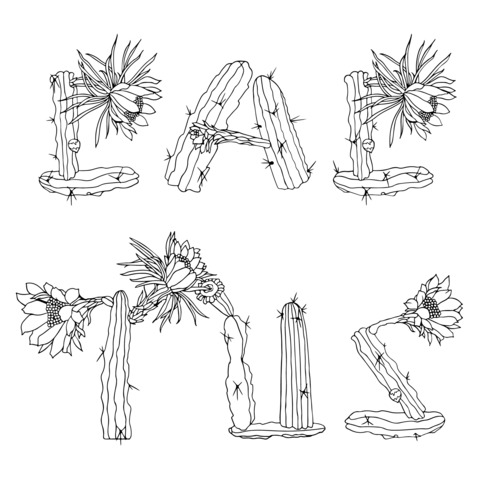 Cactus - themed Alphabet Coloring Page