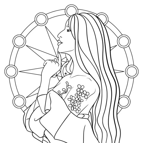 Beautiful Female Illustration Coloring Page