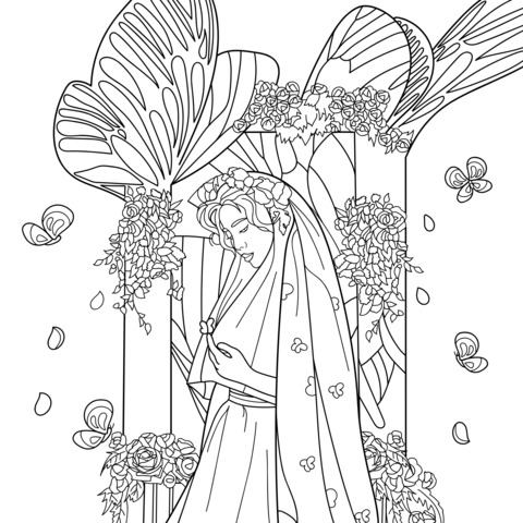 Beautiful Bride - themed Coloring Page