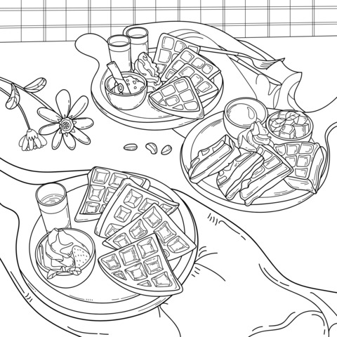 Delicious Waffles Coloring Page