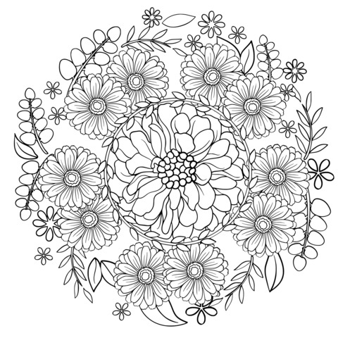 Vibrant Floral Coloring Page