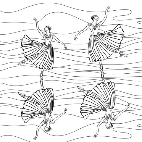 Colorful Ballerinas Coloring Page