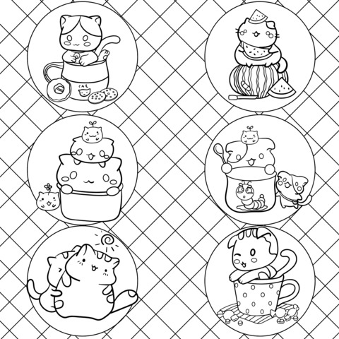 Adorable Cat - themed Coloring Page