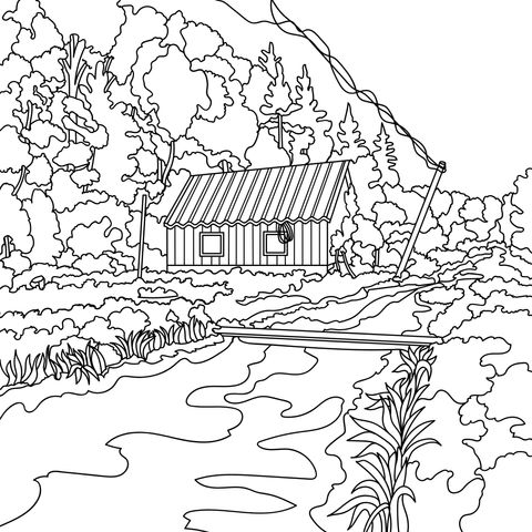 Cabin in the Forest and Stream