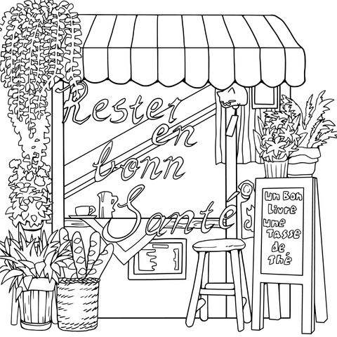 French Bakery - Themed Coloring Page