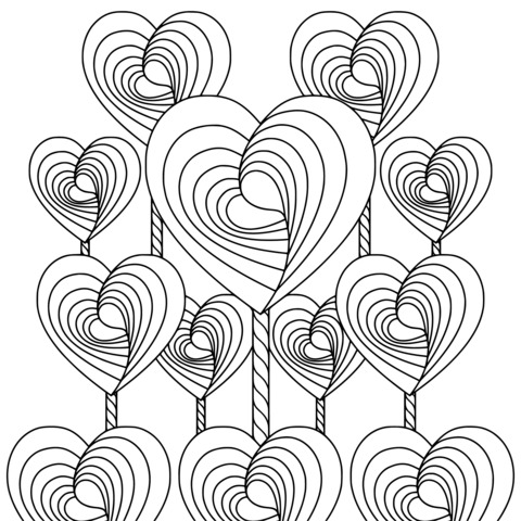 Heart - themed Coloring Page