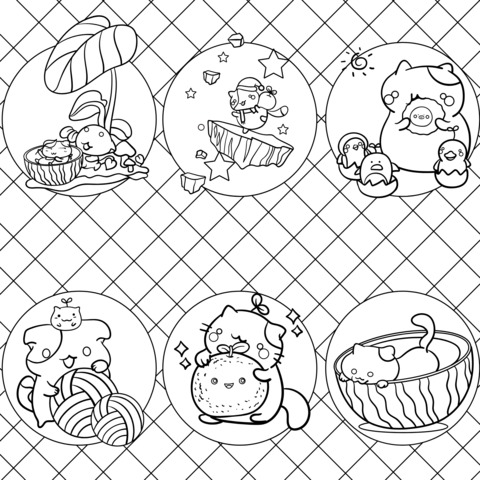 Adorable Cat - themed Coloring Page