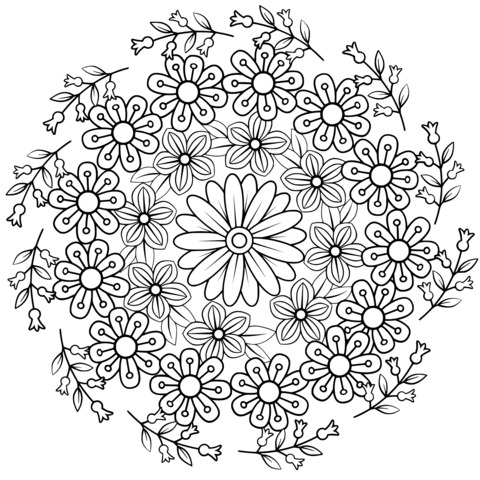 Patrón Mandala Floral Colorido