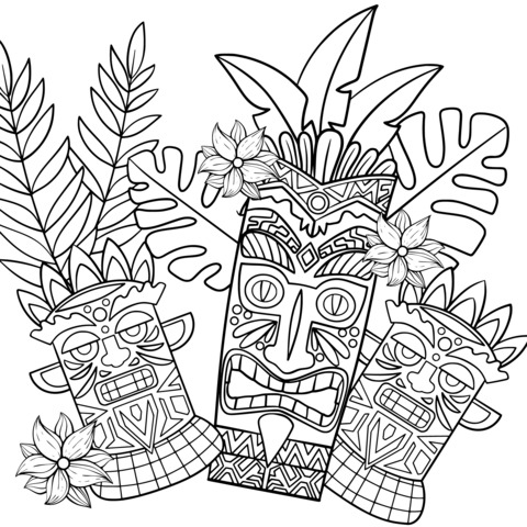 Colorful Totem Mask Coloring Page