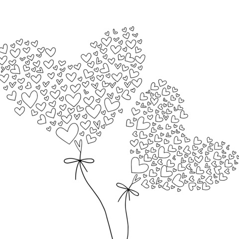 Heart - shaped Balloon Coloring Page