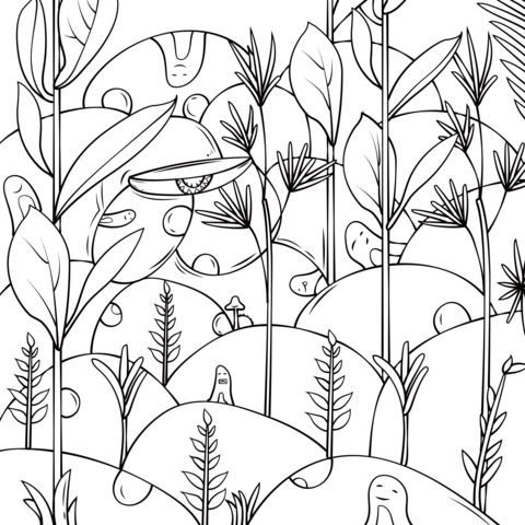 Fantasy Plant World Coloring Page