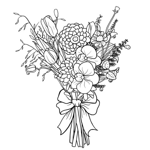 Colorful Bouquet Coloring Page