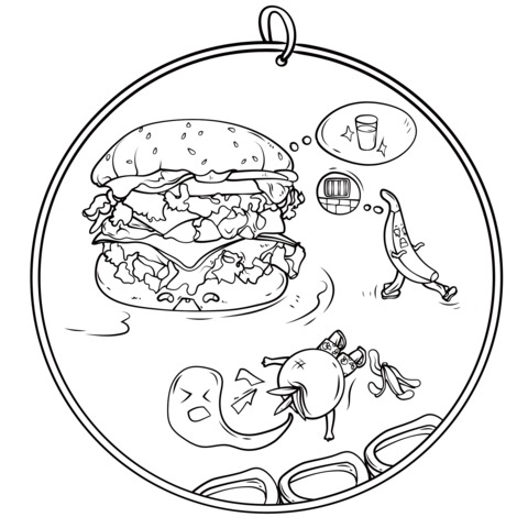 Fun Food - themed Coloring Page