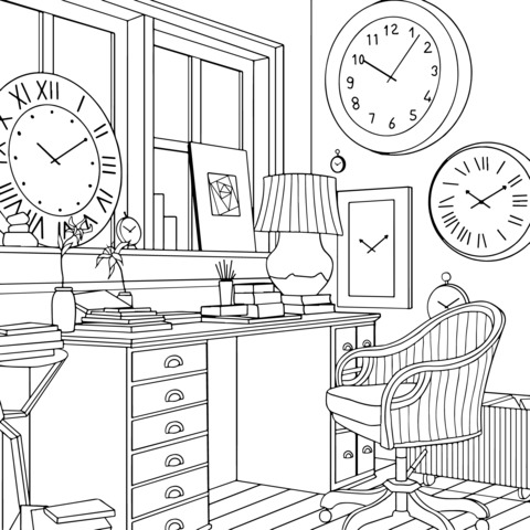 Vintage - style Study Coloring Page