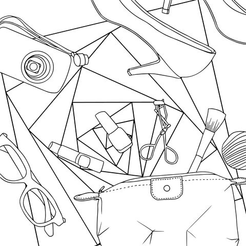 Fashion Beauty Accessories Coloring Page