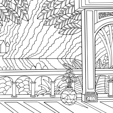 Balcony Scenery Coloring Page