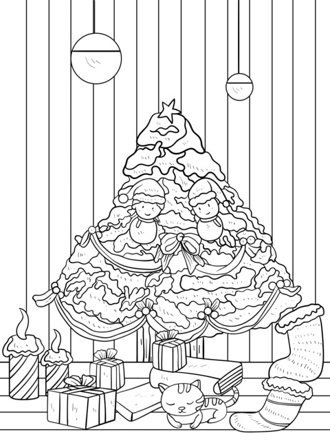 Joyful Christmas - themed Coloring Page