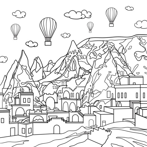 Cappadocia Landscape Coloring Page