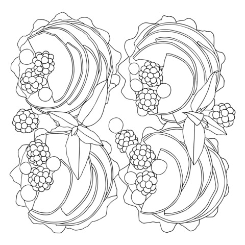 Página de Colorear de Deliciosa Tarta de Frutas