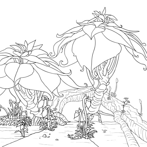 Fantasy Plant World Coloring Page