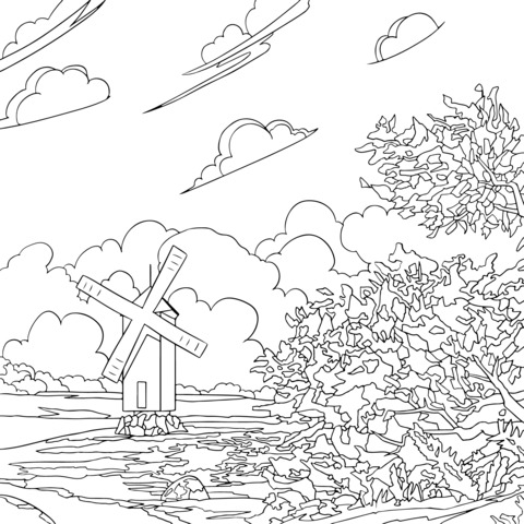 Rural Windmill Scene