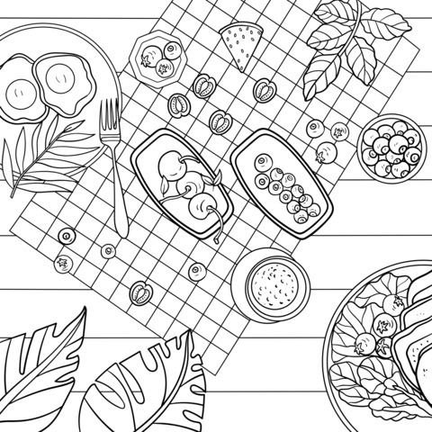 Delicious Breakfast Illustration Coloring Page