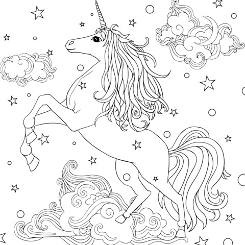 Página de Colorear de Unicornio Soñador