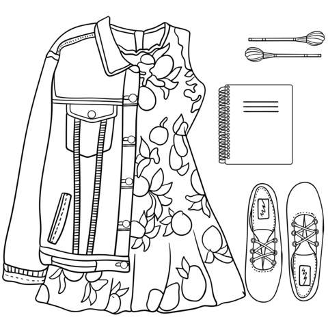 Fashion Clothing and Accessories Coloring Page