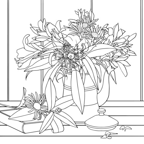 Vase with Flowers Coloring Page: Colorful Flowers Awaiting Your Touch