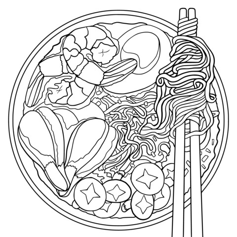 Delicious Ramen Coloring Page