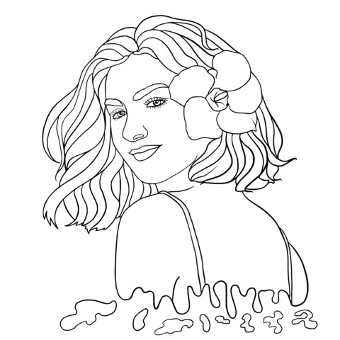 Beautiful Woman Illustration Coloring Page