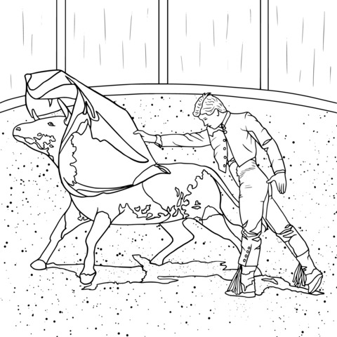 Bull - fighting Scene Coloring Page