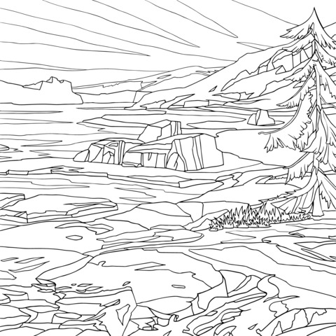 Glacier Landscape Coloring Page