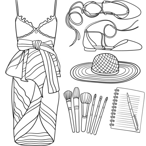 Fashion Clothing and Items Coloring Page