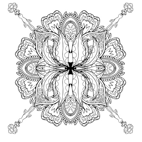 Exquisito Patrón de Página de Colorear Mandala