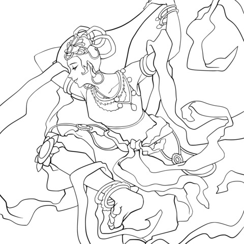 Dunhuang Flying Apsaras - themed Coloring Page