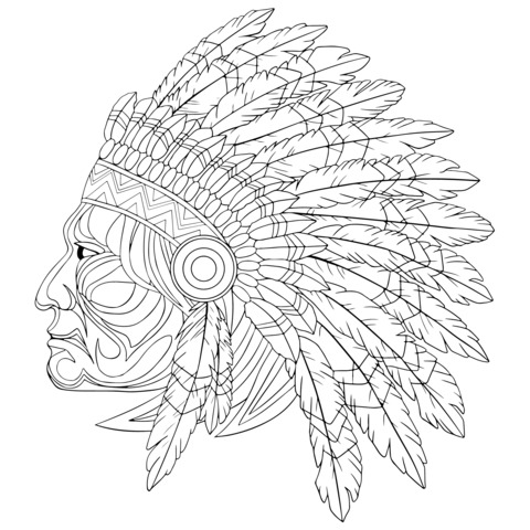 Coloring Page of an Indian Headdress