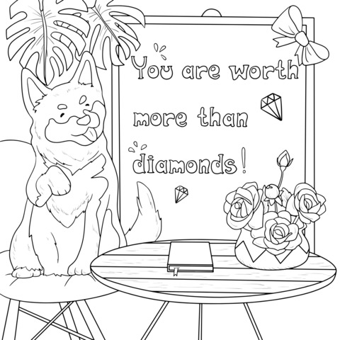 Adorable Dog Encouragement Coloring Page