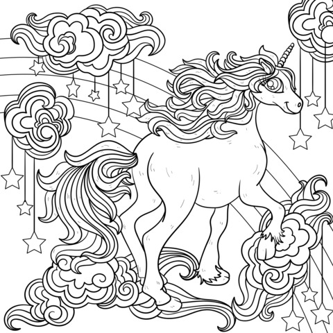 Fantasy Unicorn Coloring Page