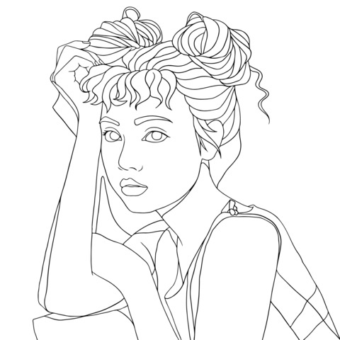 Fashionable Girl Illustration Coloring Page