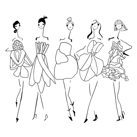 Fashion Model Clothing Design Coloring Page